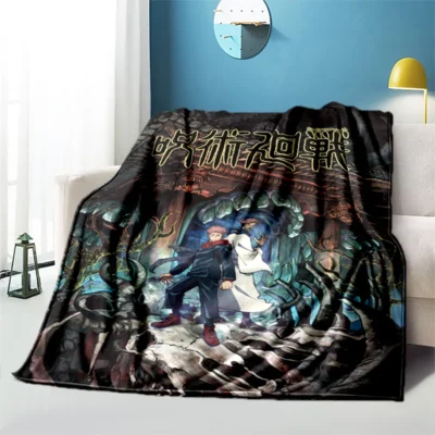 Jujutsu Kaisen Printed Soft thin Blanket Flannel Blanket for summer Portable Blanket for Living Room Anti - Jujutsu Kaisen UK Store